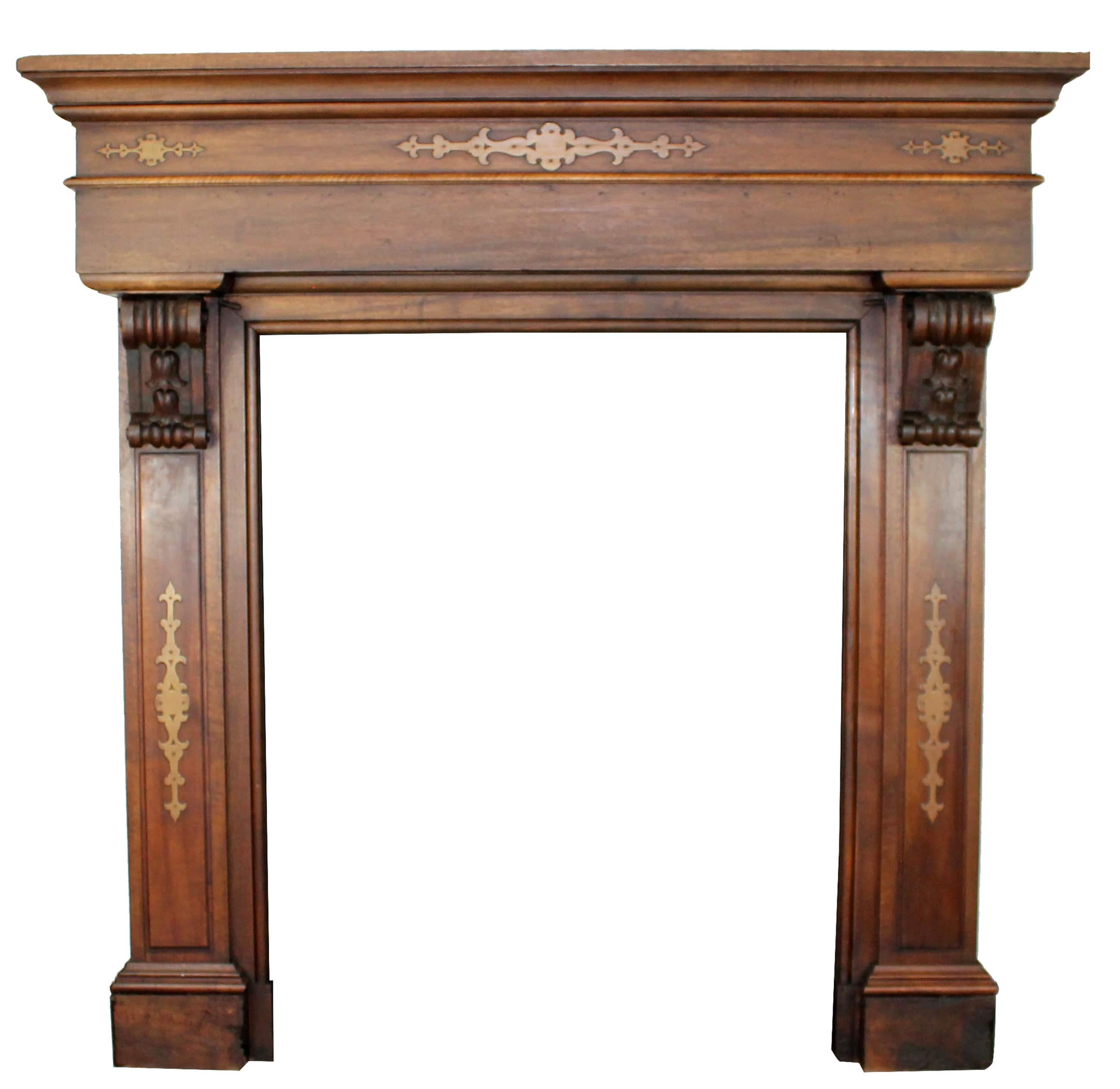 French fireplace mantel with iron detailing