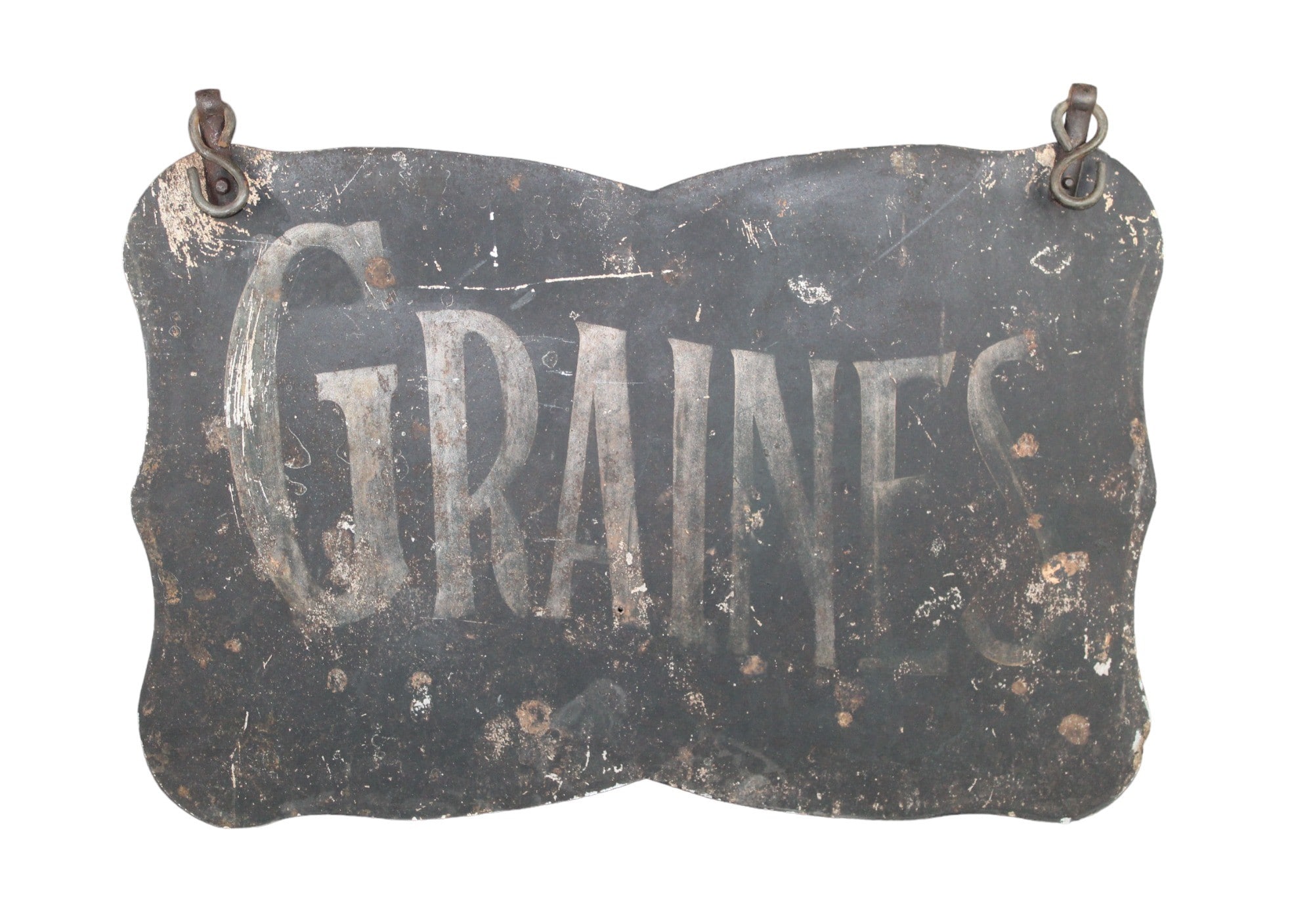 French double sided painted iron sign