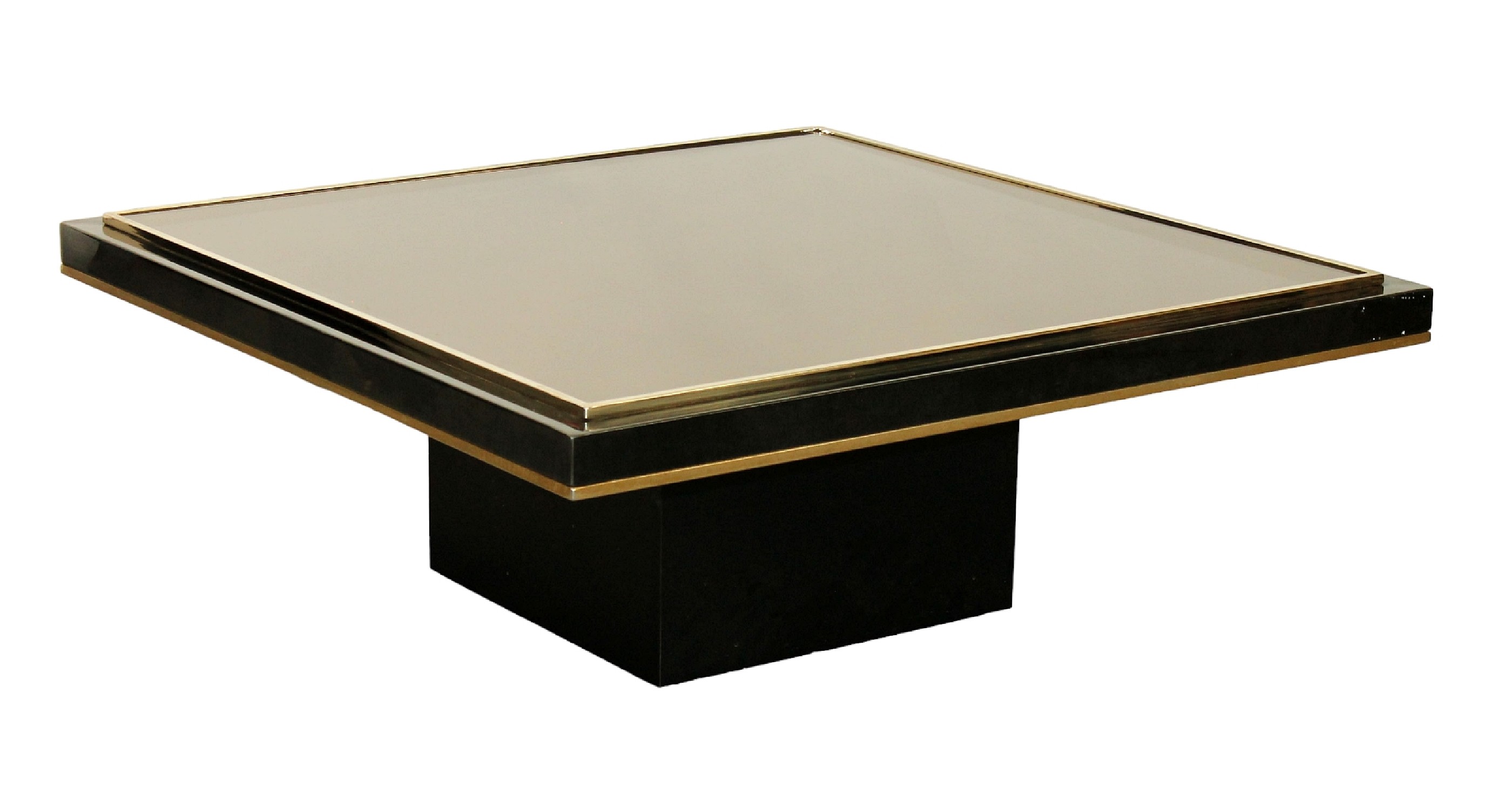 French mid century square ebonized coffee table