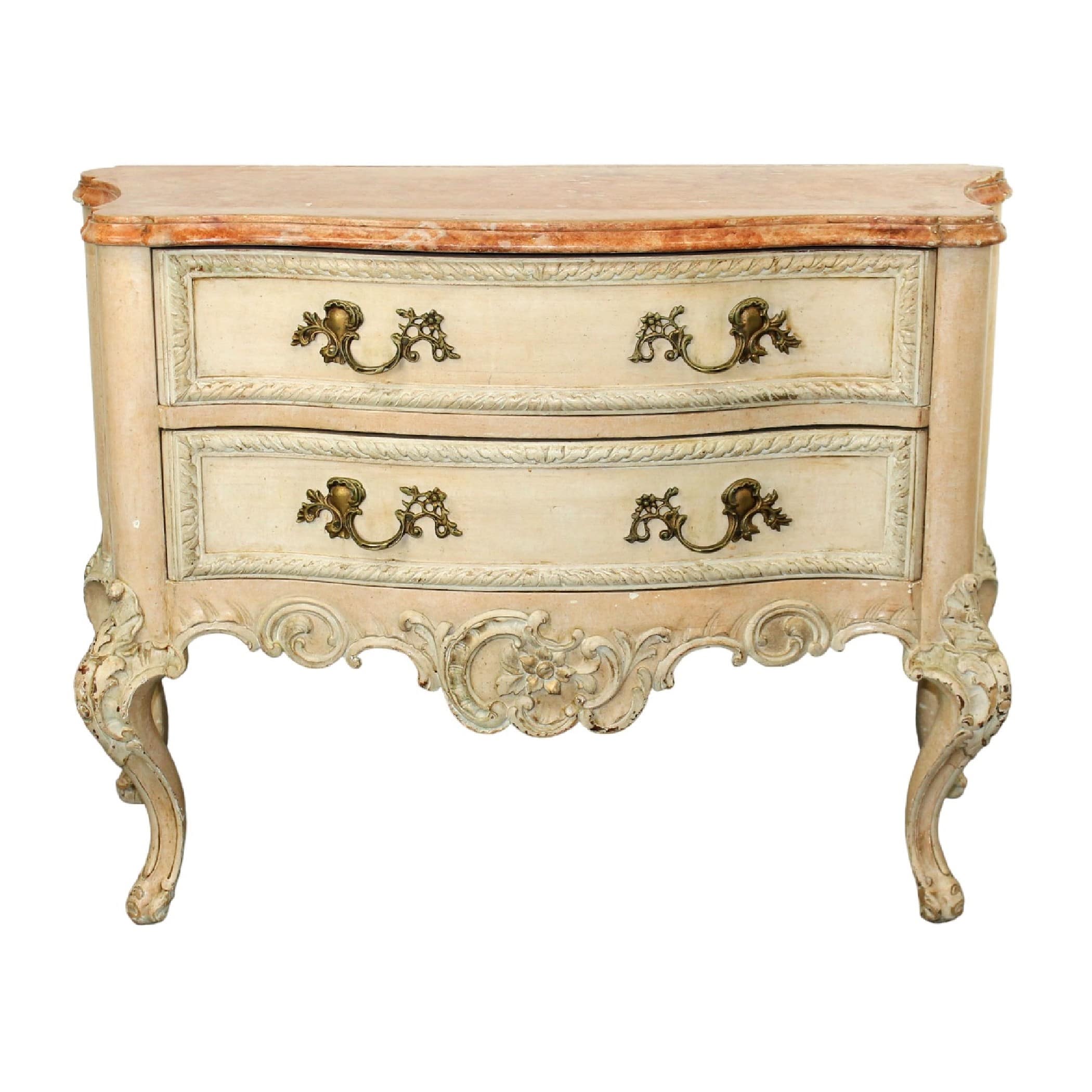 French Provincial painted 2 drawer commode