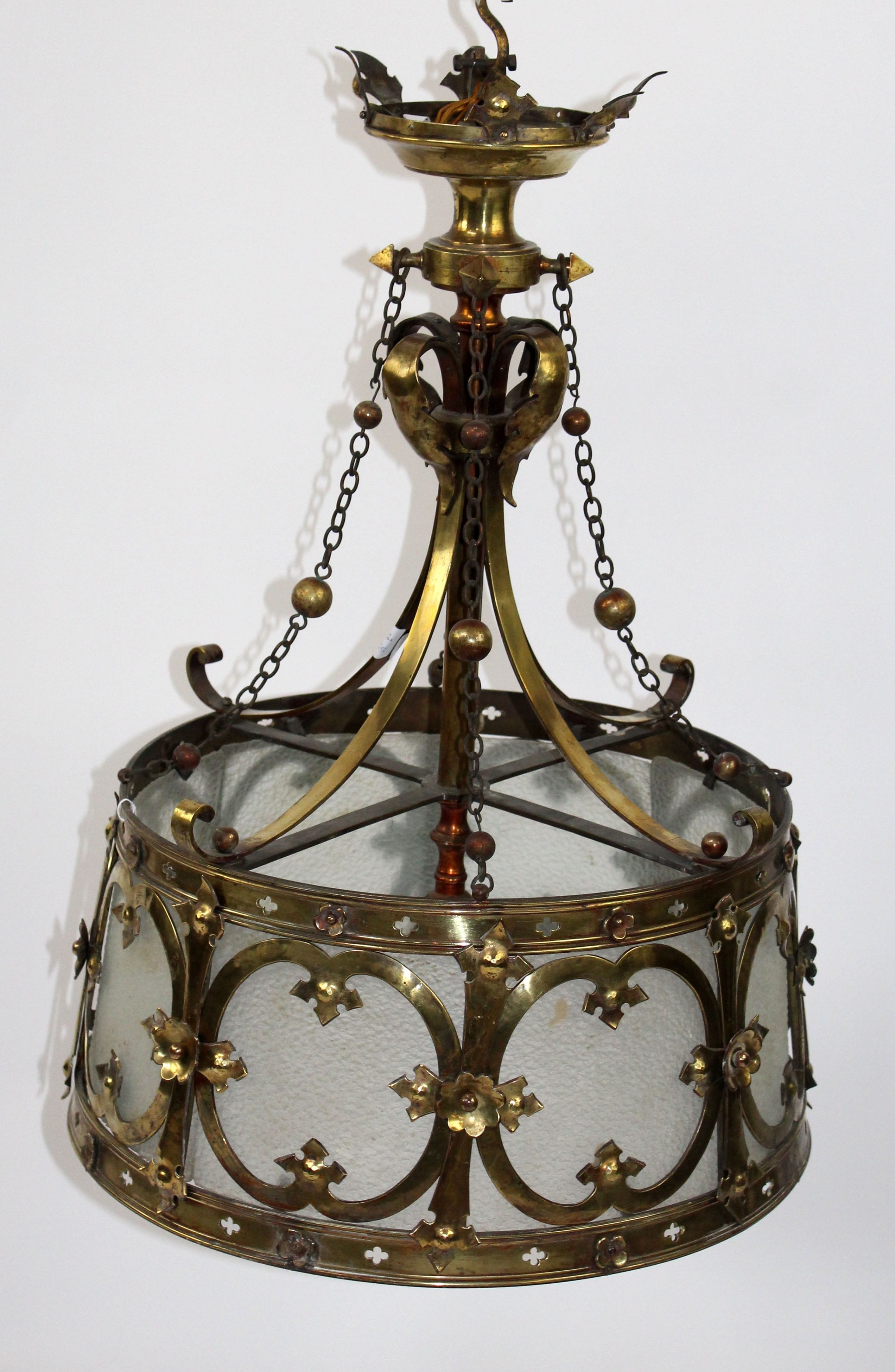 French polished bronze Neo-Gothic chandelier