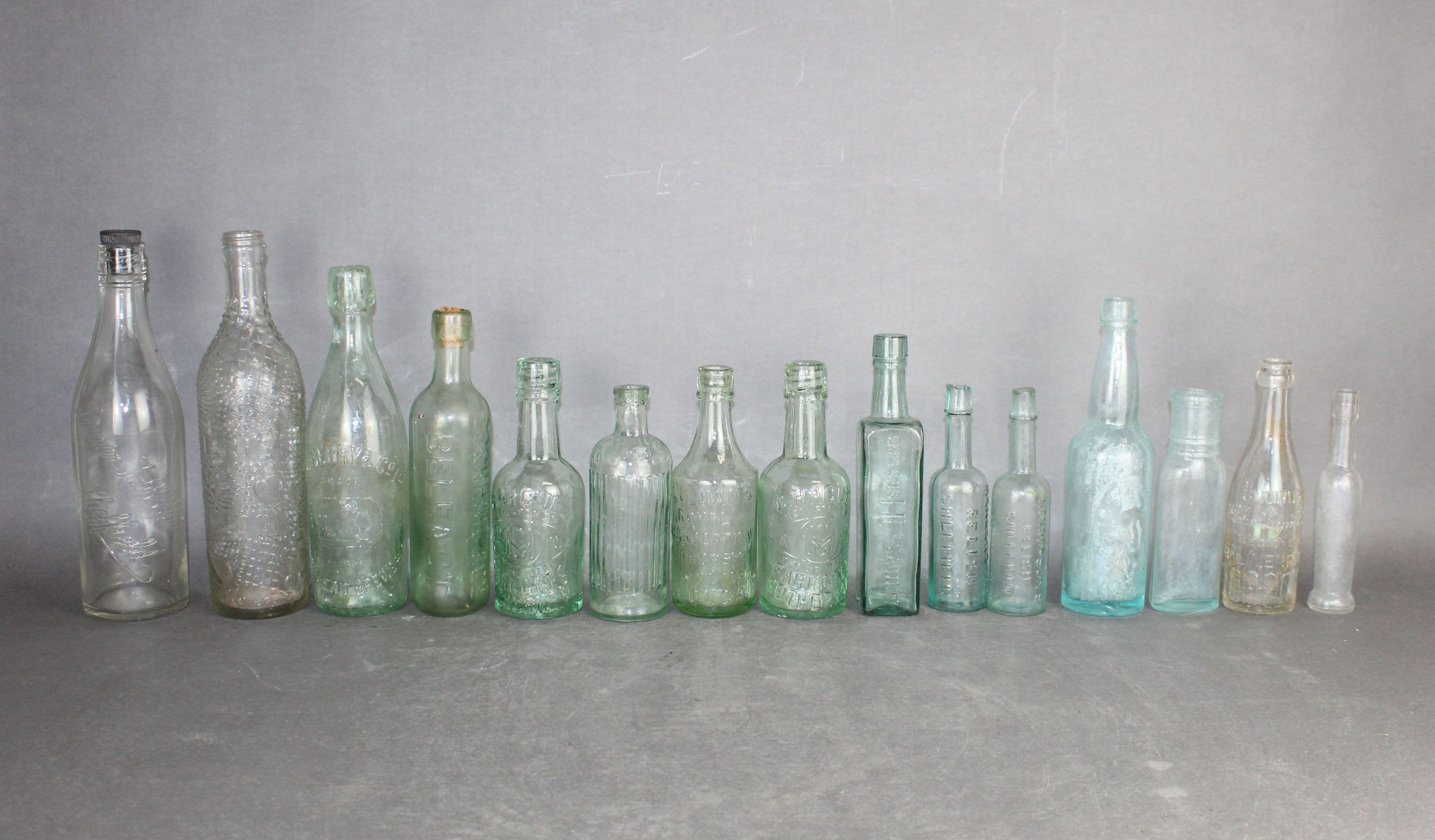 Lot of 15 antique glass bottles 