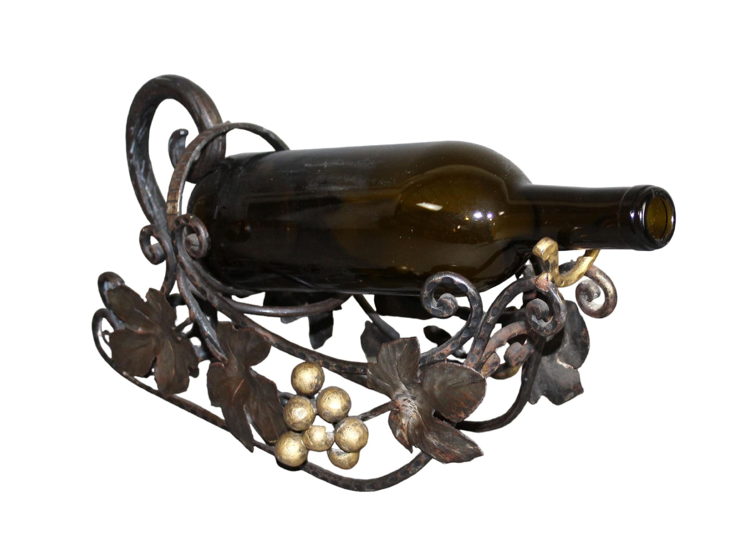French worught iron wine bottle caddy