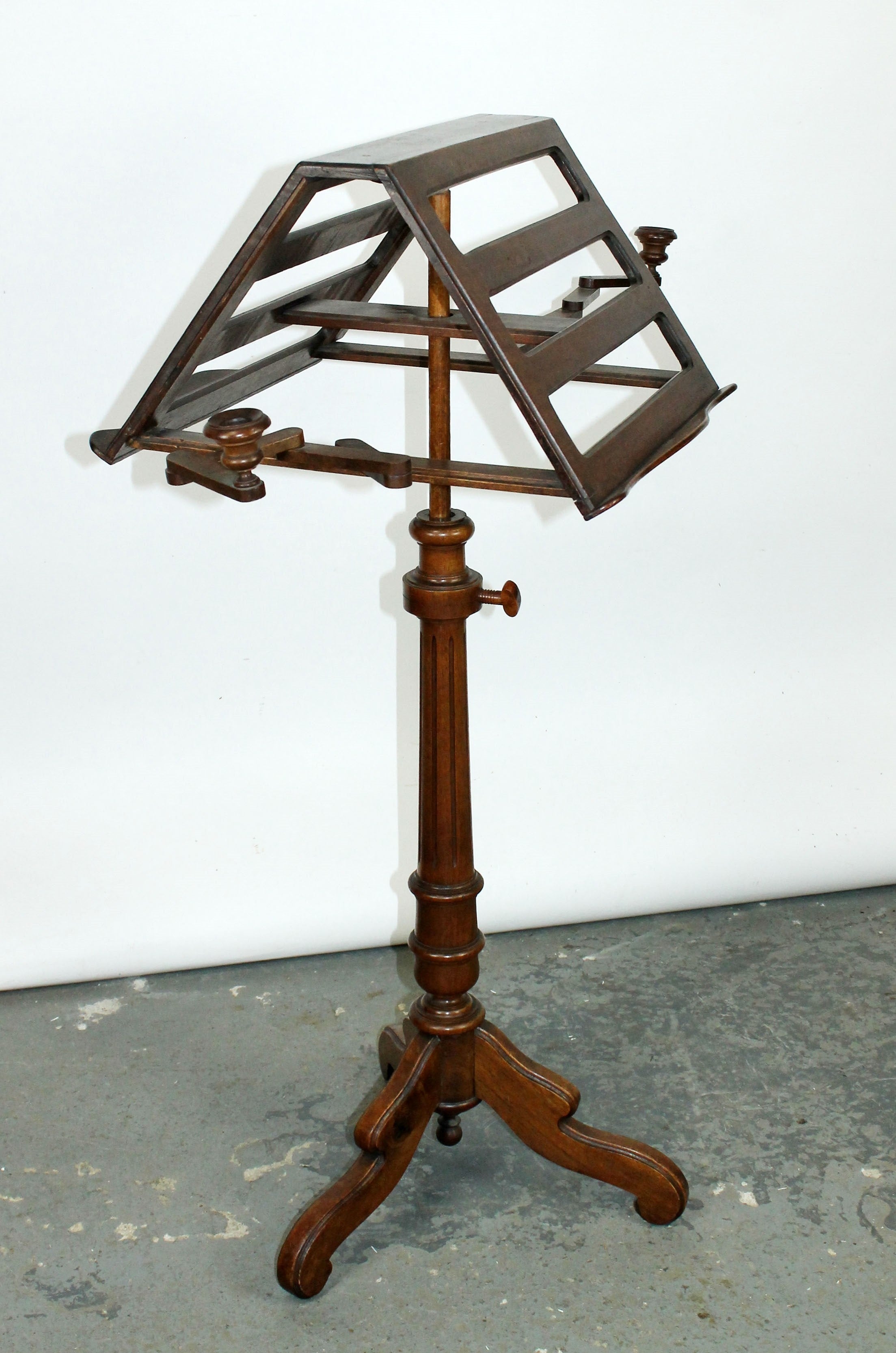 French double sided music stand in walnut