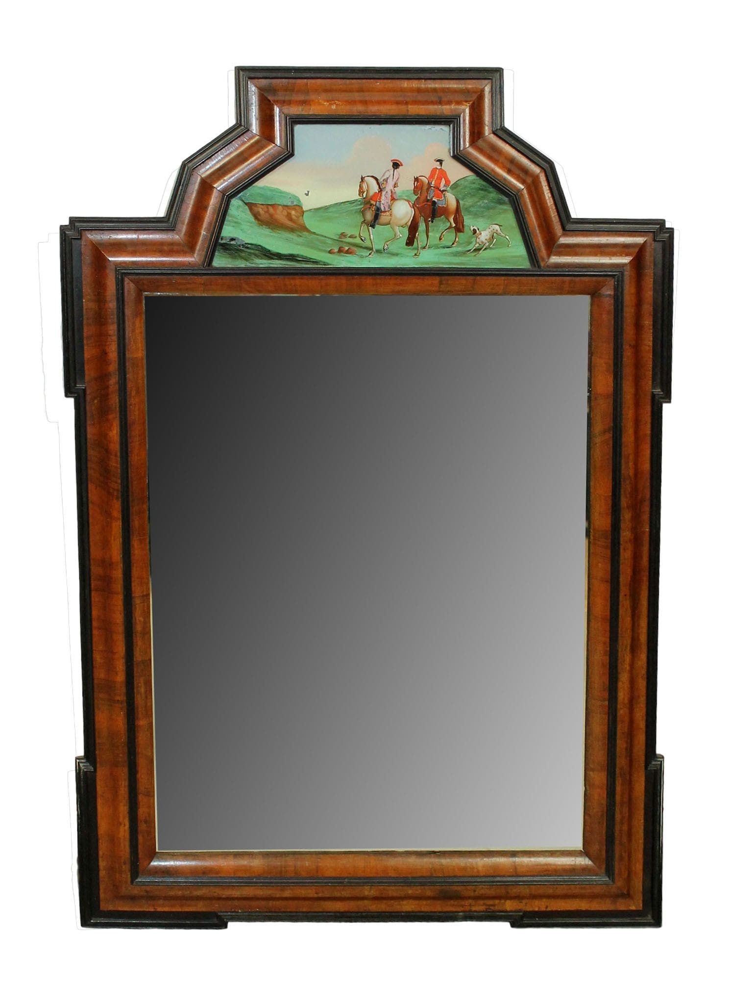 English courting mirror with reverse painting on glass