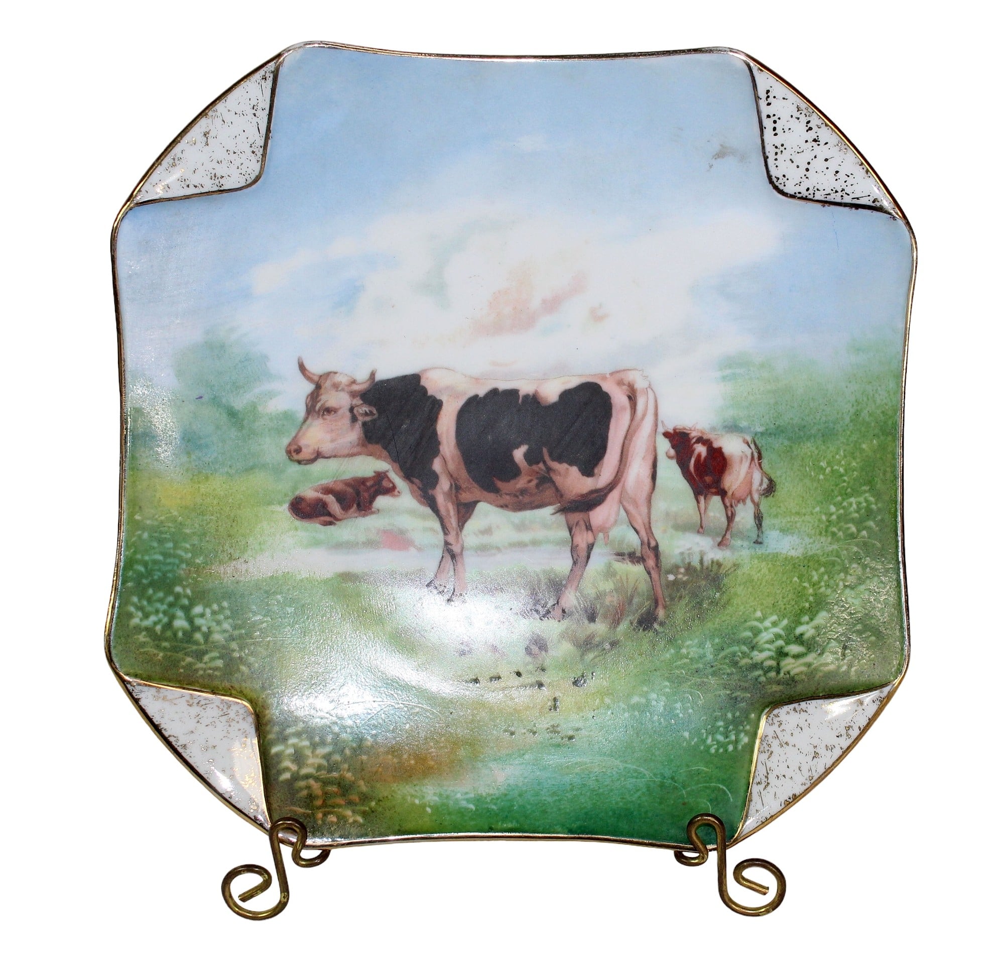 French Limoges cabinet plate with cow