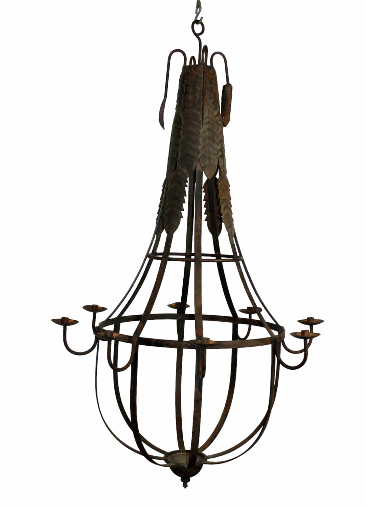 Iron basket form candle chandelier