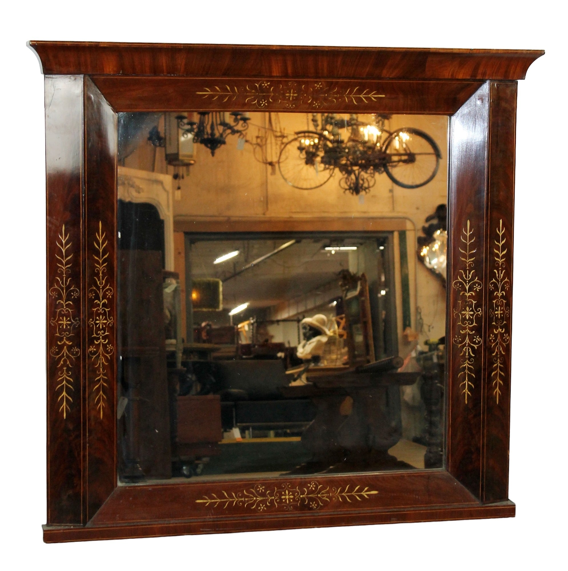 Biedermeier mirror in burl walnut frame