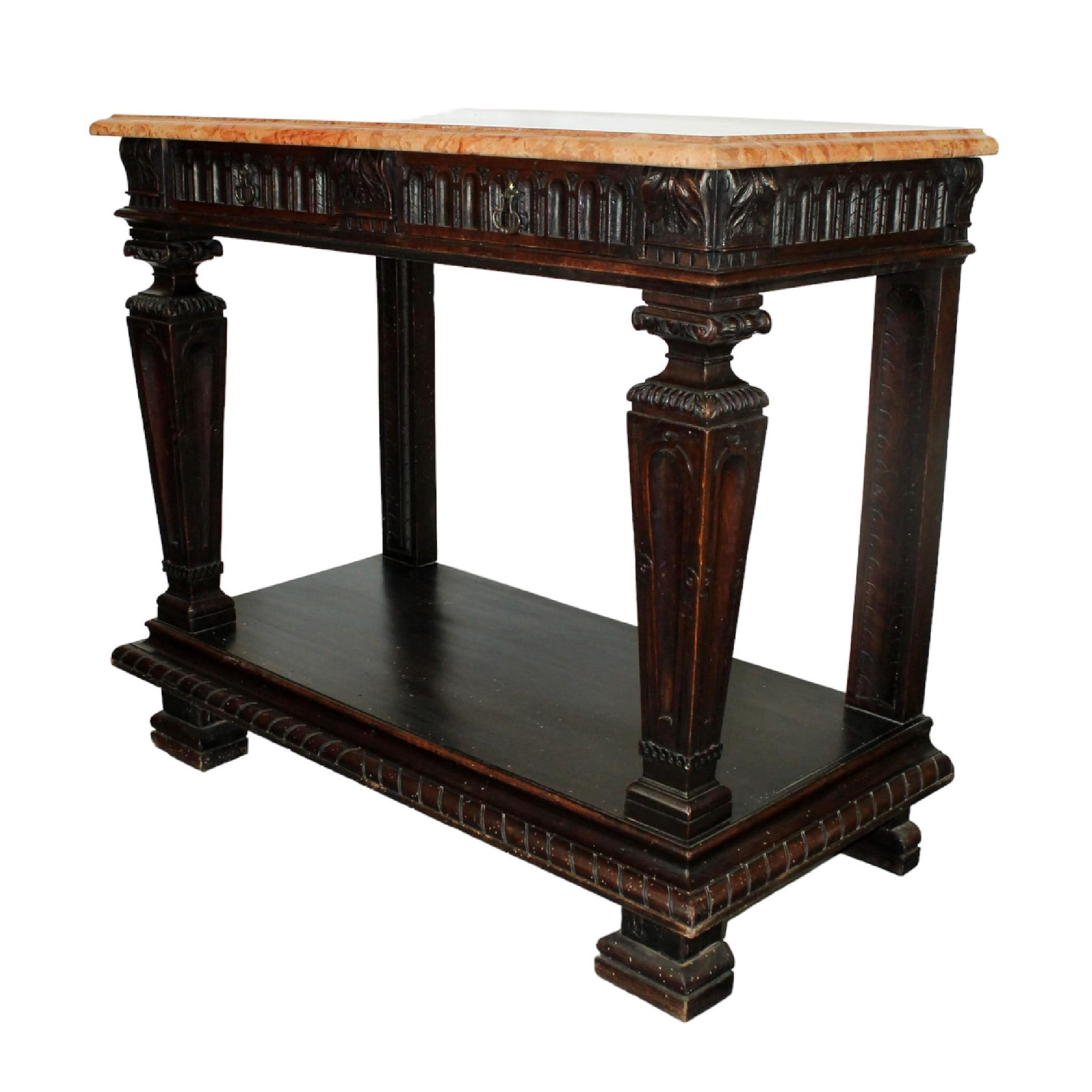 French Renaissance revival console table with marble top